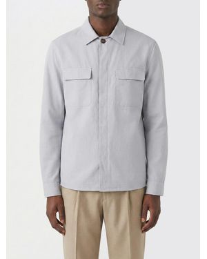 Eleventy Linen Blend Shirt Jacket - Gray