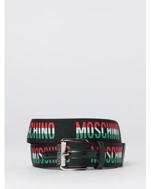 Moschino Canvas Belt With Jacquard Logo - White