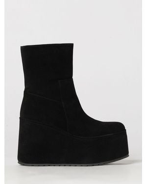 Paloma Barceló Blaire Suede Ankle Boots With High Wedge Heel And Round Toe - Black