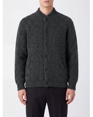 Giorgio Armani Gerippter Cardigan Von Aus Mohair- Und Wollmischung Mit Leistentaschen - Grau