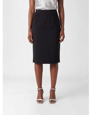 Saint Laurent High-Waisted Viscose Pencil Mini Skirt With Ysl Monogram - Black