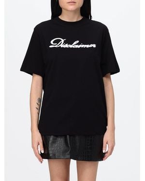 DISCLAIMER Short-Sleeved Cotton T-Shirt With Contrast Logo And Dropped Shoulders - Black