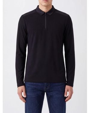 Veilance Polo À Manches Longues Coupe Slim En Laine Mélangée Avec Zip - Bleu