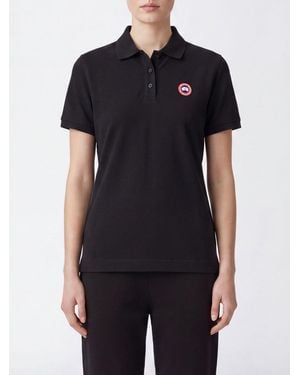 Canada Goose Slim Fit Cotton Polo Shirt With Contrast Logo - Black