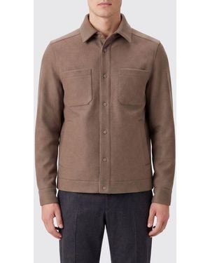 Herno Viscose Blend Shirt Jacket With Classic Collar And Pockets - Brown