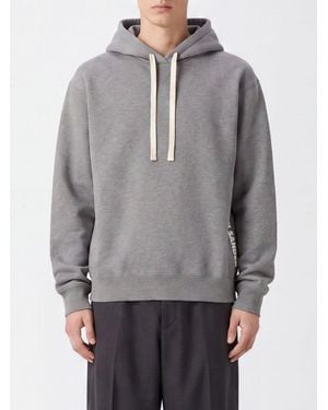 Jil Sander Hooded Cotton Sweatshirt With Drawstring And Contrast Logo - Gray
