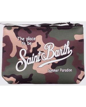 MC2 Saint Barth Aline Striped Polyester Pouch - White