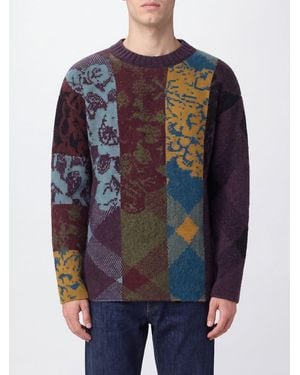 Dries Van Noten Abstract Jacquard Wool And Alpaca Blend Crewneck Jumper - Blue