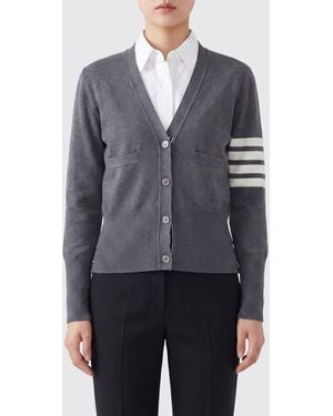 Thom Browne Cardigan En Laine À Col V Avec Détail 4-Bar - Bleu