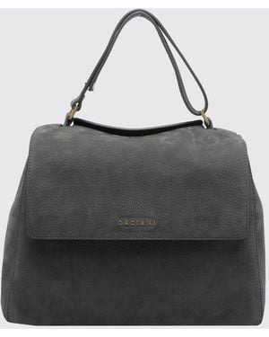 Orciani Sveva Hammered Leather Handbag With Adjustable Handle And Strap - Black
