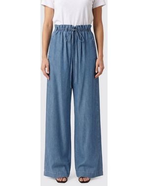 Tela Cotton Palazzo Trousers - Blue