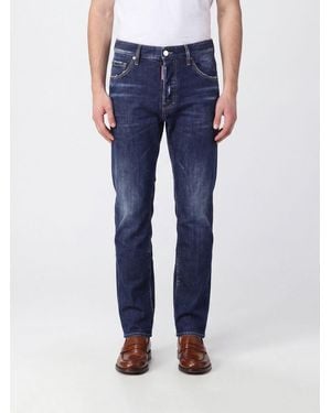 DSquared² Mid-Rise Skinny Fit Stretch Denim Jeans With Button Closure - Blue