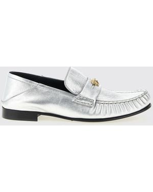 Versace La Medusa Laminated Leather Loafers - White