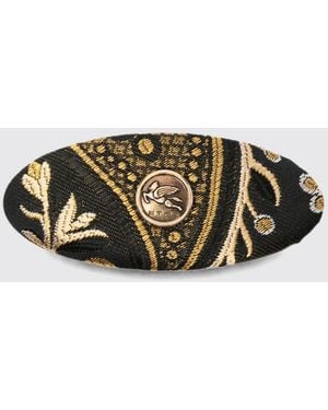 Etro Oval Jacquard Cotton Hair Clip With Metal Pegaso Logo - Multicolour