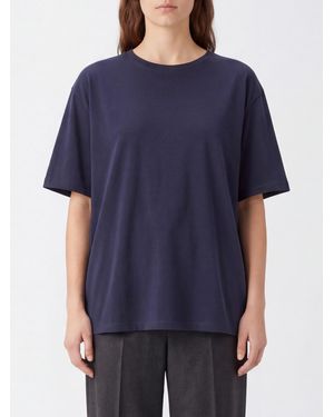 KHAITE Cotton Crew-Neck T-Shirt With Dropped Shoulders - Blue