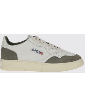 Autry Medalist Low Two-Tone Calfskin And Suede Trainers - White