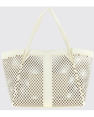 Twinset Perforated Faux Leather Tote Bag - Natural