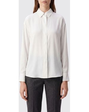 Calvin Klein Silk Shirt With Ruffles And Concealed Placket - White