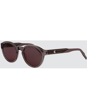 Calvin Klein Round Acetate Sunglasses With Monogram - White