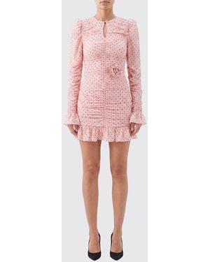 ROTATE BIRGER CHRISTENSEN Padded Shoulder Polka Dot Mini Sheath Dress - Pink