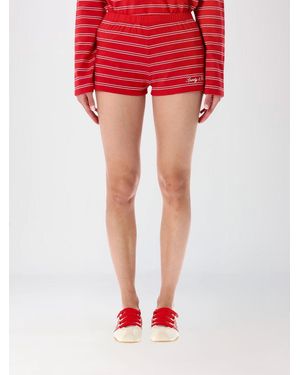 Sporty & Rich Sporty &Amp Rich Striped Cotton Culotte Shorts With Slim Fit And Embroidered Logo