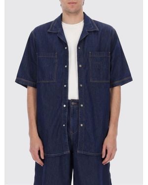 Versace Jeans Couture Relaxed-Fit-Bowlinghemd Mit Kubanischem Kragen - Blau