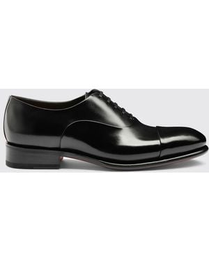 Santoni Oxford Schuhe Aus Gebürstetem Leder - Weiß