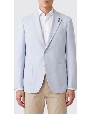 Lardini Single-Breasted Wool Silk And Linen Blazer - Blue