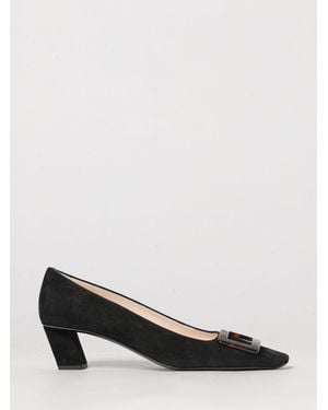 Roger Vivier Suede Pumps With Buckle And Low Heel - Black
