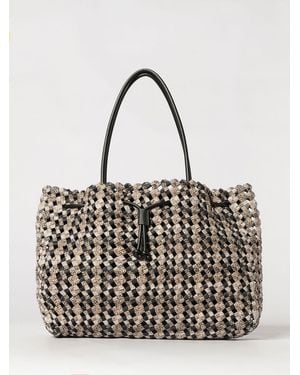 Borbonese La Nido Large Check Print Recycled Nylon Tote Bag - Metallic