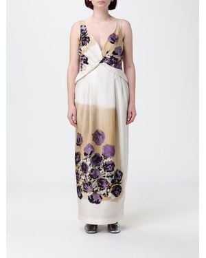 Antonio Marras Floral Print Silk Long Dress - White