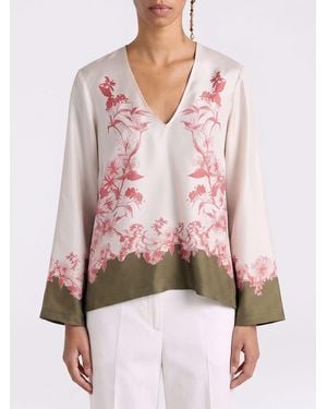 Momoní MomonÌ Floral Print Silk Blouse - Pink