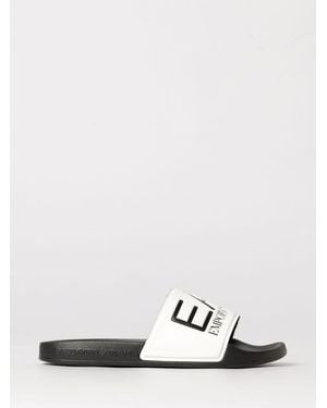 EA7 Gummi-Sliders Mit Logo-Print - Weiß