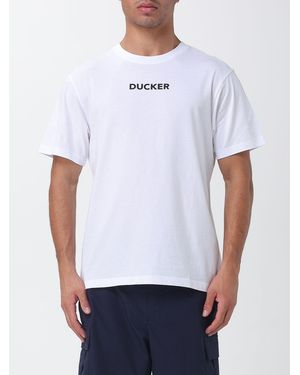 Save The Duck Cotton Crewneck T-Shirt With Front Slogan Print By - White