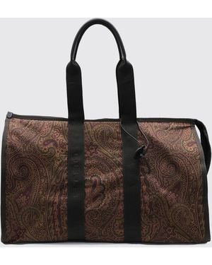 Etro Bolsa De Viaje Arnica De Nailon Con Estampado Paisley Y Logo Pegaso - Marrón