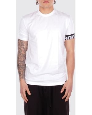 DSquared² Cotton T-Shirt With Logo Band - White