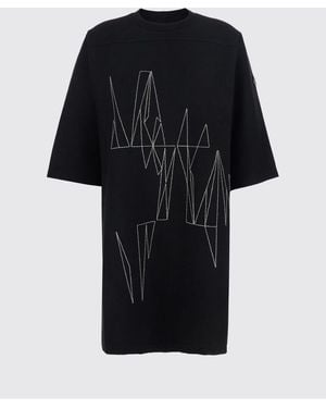 RICK OWENS MONCLER Cotton Oversized T-Shirt With Stitching Rick Owens - Black