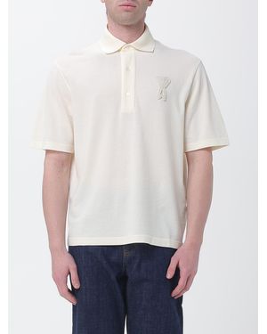 Ami Paris Cotton Polo Shirt With Logo - White