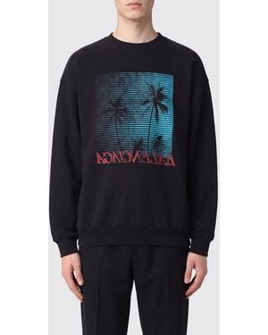 Balenciaga Sudadera De Algodón Con Cuello Redondo, Estampado Tropical Y Hombros Caídos - Azul