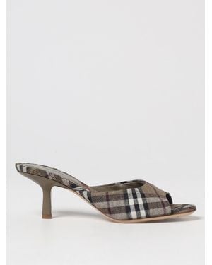 Burberry Plaid Kitten Heel Mules - Brown