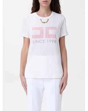 Elisabetta Franchi Logo Printed Crewneck T-Shirt - White