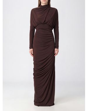 Balmain Draped High-Neck Long Viscose Sheath Gown - Purple