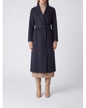 Max Mara Long Belted Pure Wool Robe Coat - Blue