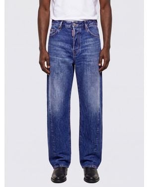 DSquared² Twist Wide-Leg Pure Cotton Denim Jeans - Blue