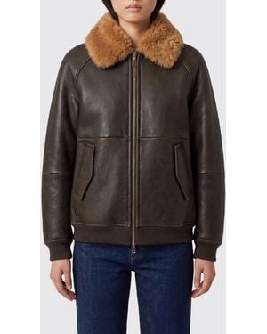 Brunello Cucinelli Cropped Lambskin Bomber Jacket With Fur Collar - Black