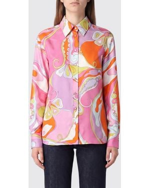 PUCCI All-Over Graphic Print Cotton Shirt With French Collar - Red