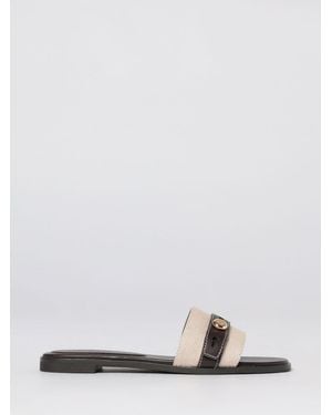Tory Burch Romy Canvas And Leather Slippers - White