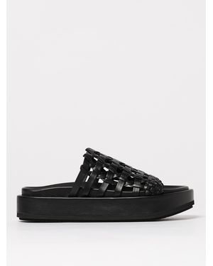 Paloma Barceló Nadira Woven Leather Platform Slides - Black