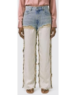 Haikure Bonnie Wide Leg Satin Denim Jeans - Blue