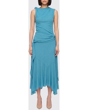 white christmas dresses Ganni BLUE FLORAL CRINKLED SATIN LONG DRESS – Shop at the Mix